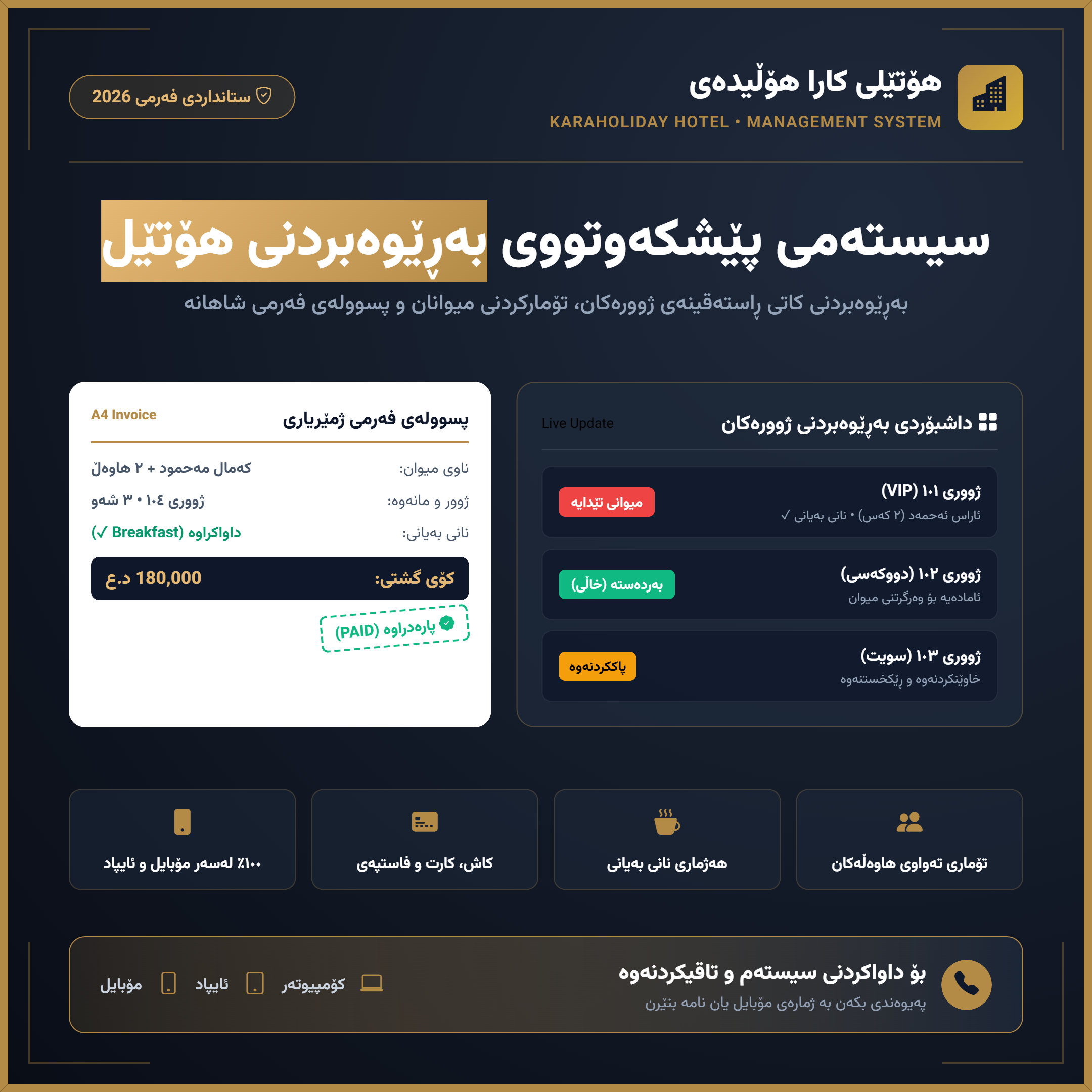 سیستەمی بەڕێوەبردنی هۆتێلی کارا هۆلیدەی
